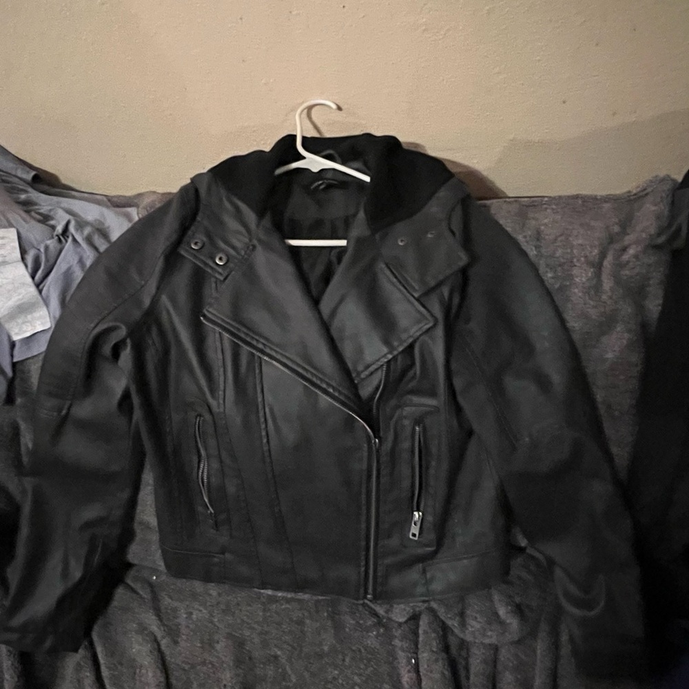 Women's Black Hooded Leather Bomber Jacket